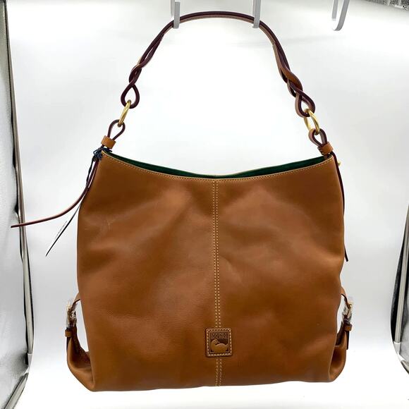 Dooney & Bourke Florentine Leather Twist Shoulder Handbags Brown Natural - Picture 1 of 16